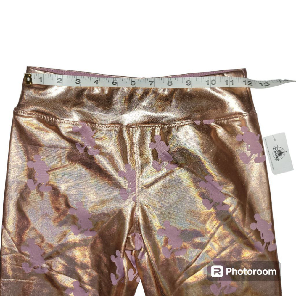 Women's Disney Rose Gold Pink Metallic Leggings - Size XS - Picture 7 of 8